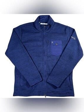 Criquet Full Zip Sweater Fleece Jacket Mens L Navy Blue Textured Knit Outdoors